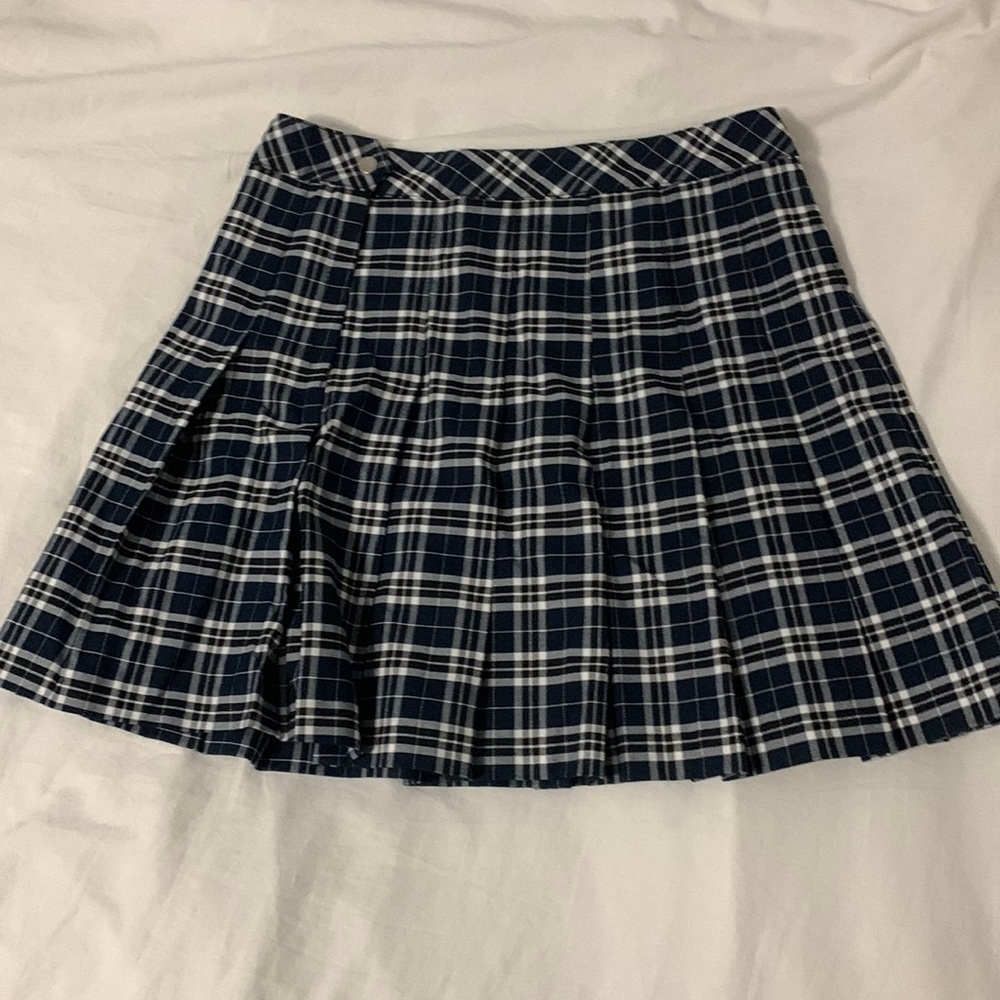 Pleated Plaid Mini Skirt